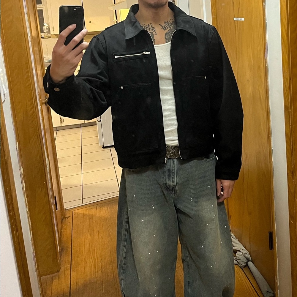 Zara Cropped Trucker Jacket Large slight used